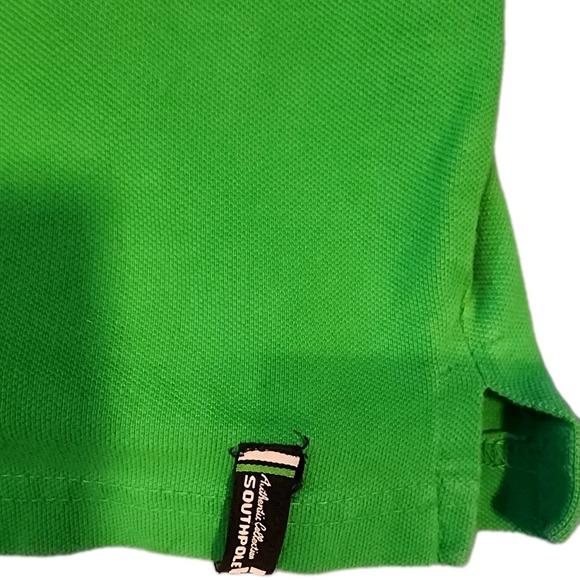 Y2k Southpole Polo Shirt Men's XL Green 100% Cotton Logo Short Sleeve Vintage - Picture 4 of 6